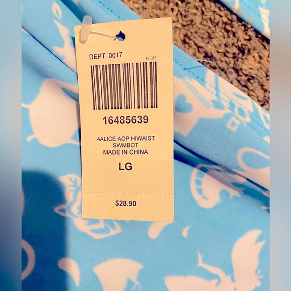 Hottopic Disney AliceinWonderland highwaisted bottoms+collared swim top - Picture 3 of 6